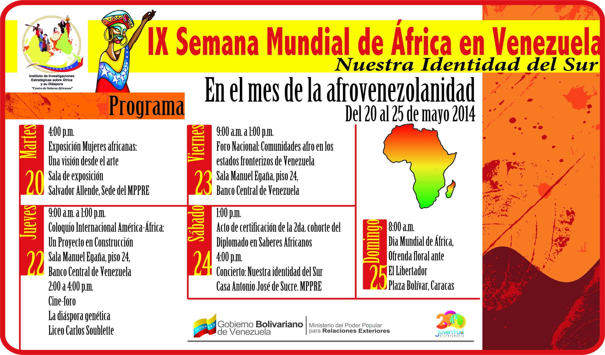 Programación IX Semana Mundial de África en Venezuela